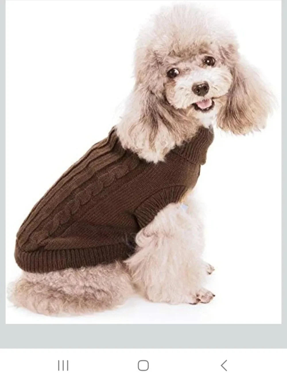 Brown Cable Knit Dog Sweater Turtleneck Cozy Pet Puppy Sweater